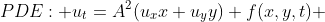 PDE: u_t=A^2(u_xx+u_yy)+f(x,y,t) 