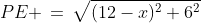 EDP\!:\;\;PE \,=\,\sqrt{(12-x)^2+6^2}