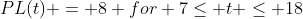 PL(t) = 8 for 7\leq t \leq 18