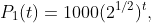 P_{1}(t)=1000(2^{1/2})^{t},