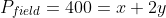 P_{field}=400=x+2y