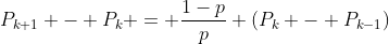 P_{k+1} - P_k = \frac{1-p}{p} (P_k - P_{k-1})