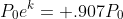 P_0e^k= .907P_0