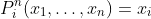 P_i^n(x_1,\dots,x_n)=x_i