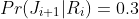 Pr(J_{i+1}|R_i)=0.3