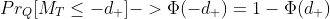Pr_Q[M_T\leq-d_+]->\Phi(-d_+)=1-\Phi(d_+)