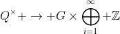 Q^\times \rightarrow G\times\displaystyle\bigoplus_{i=1}^\infty \mathbb{Z}