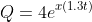 Q=4e^{x(1.3t)}