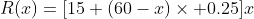 R(x)=[15+(60-x)\times 0.25]x