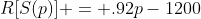 R[S(p)] = .92p-1200