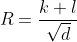 R=\frac{k l}{\sqrt{d}}