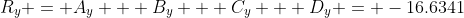 R_y = A_y + B_y + C_y + D_y = -16.6341