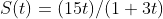S(t)=(15t)/(1+3t)