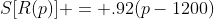 S[R(p)] = .92(p-1200)