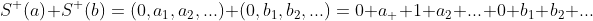 S^+(a)+S^+(b)=(0,a_1,a_2,...)+(0,b_1,b_2,...)=0+a_  1+a_2+...+0+b_1+b_2+...