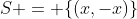 S = \{(x,-x)\}