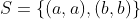 S=\{(a,a),(b,b)\}