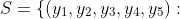 S=\{(y_1,y_2,y_3,y_4,y_5):~y_1+y_2+y_3+y_4+y_5=11 \}
