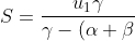 S=\frac{u_1\gamma}{\gamma-(\alpha+\beta)}=\ldots=\frac{1}{4}