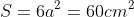 S=6a^2=60cm^2