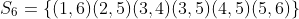 S_6=\{(1,6)(2,5)(3,4)(3,5)(4,5)(5,6)\}