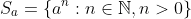 S_a=\{a^n:n\in\mathbb{N},n>0\}