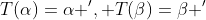 T(\alpha)=\alpha ', T(\beta)=\beta '