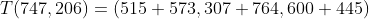 T(747,206)=(515 573,307 764,600 445)