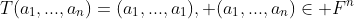 T(a_1,...,a_n)=(a_1,...,a_1), (a_1,...,a_n)\in F^n