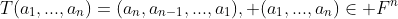 T(a_1,...,a_n)=(a_n,a_{n-1},...,a_1), (a_1,...,a_n)\in F^n