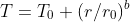 T=T_0 (r/r_0)^b