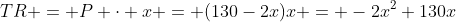 TR = P \cdot x = (130-2x)x = -2x^2+130x