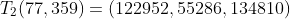T_2(77,359)=(122952,55286,134810)