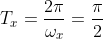 T_x=\frac{2\pi}{\omega_x}=\frac{\pi}{2}