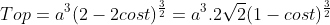 Top=a^3(2-2cost)^\frac{3}{2}=a^3.2\sqrt2(1-cost)^\frac{3}{2}
