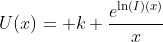 U(x)= k \frac{e^{\ln(I)(x)}}{x}