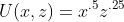 U(x,z)=x^{.5}z^{.25}