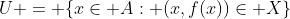 U = \{x\in A: (x,f(x))\in X\}