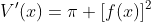 V'(x)=\pi [f(x)]^2