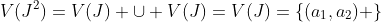 V(J^2)=V(J) \cup V(J)=V(J)=\{(a_1,a_2) \}
