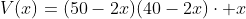 V(x)=(50-2x)(40-2x)\cdot x
