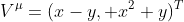 V^{\mu}=(x-y, x^{2}+y)^{T}