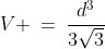 V \:=\:\dfrac{d^3}{3\sqrt{3}}\;\text{ where }d\text{ is the space diagonal.}