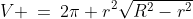 V \:=\:2\pi r^2\sqrt{R^2-r^2}