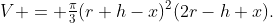 V = \tfrac{\pi}3(r+h-x)^2(2r-h+x).