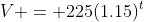 V = 225(1.15)^t