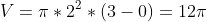 V=\pi*2^2*(3-0)=12\pi