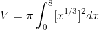 V=\pi\int_0^8[x^{1/3}]^2dx