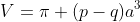 V=\pi (p-q)a^3