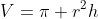 V=\pi r^2h